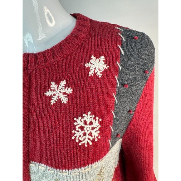 Croft and Barrow Snowman Ugly Christmas Sweater Medium Red Snowman Acrylic Blend - Picture 4 of 16